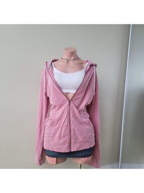 Old Navy Pastel Pink Soft Terry Slim Fit Pullover Zip Up Hoodie (L)